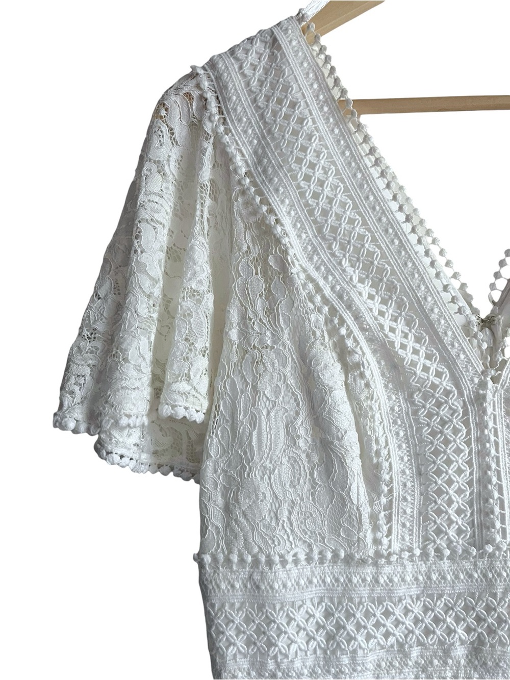 Eliza J Ivory Flounce Lace Dress Size 10 - Picture 5 of 16